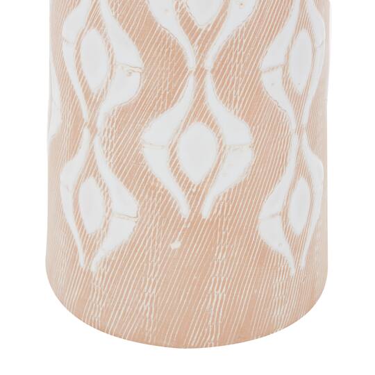 Tan Porcelain Traditional Vase 12" x 5" x 5"